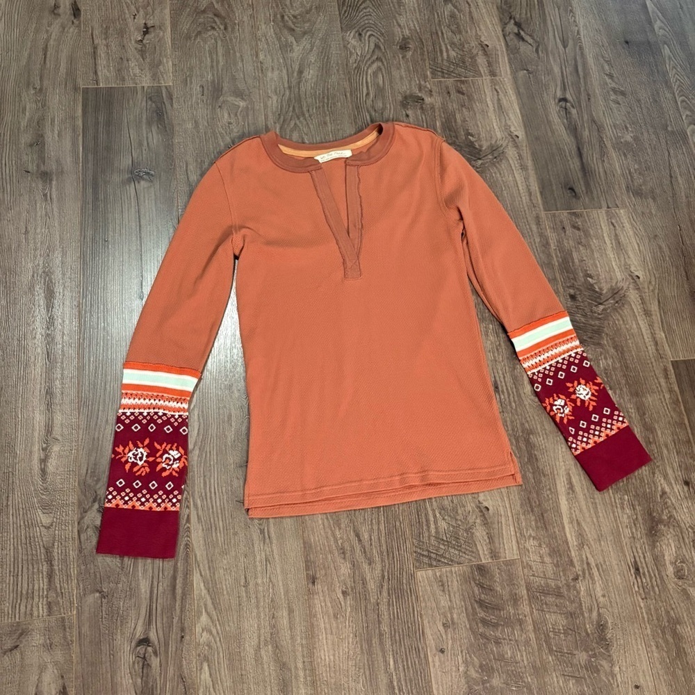 Free People Mikah Notch Neck Thermal longs sleeve top - Picture 5 of 12